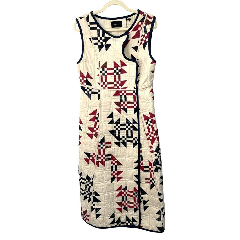 New Isabel Marant Quilted Vest Gilet Dress Geometric Sz 38 Medium
